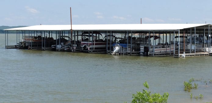 boat dock in the summertime.